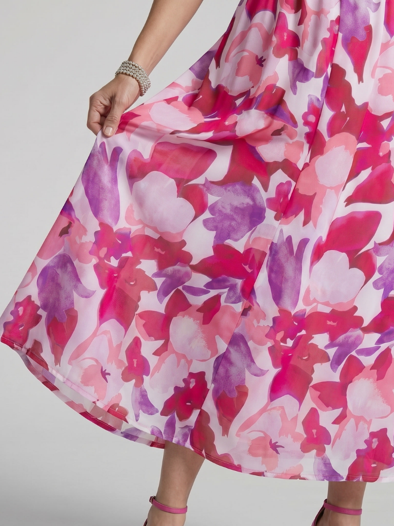 Lila™ | Chic Abstract Print Midi Dress for Effortless Elegance