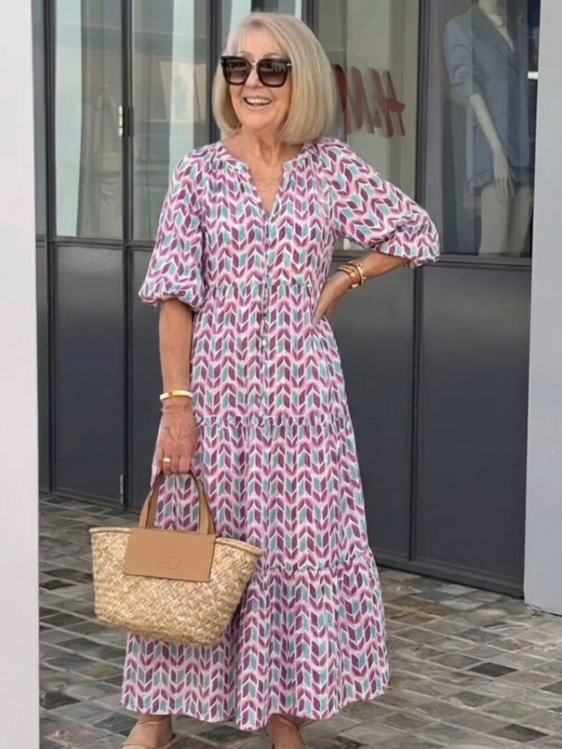 Mireya™ | Chic Geometric Midi Dress for Effortless Elegance