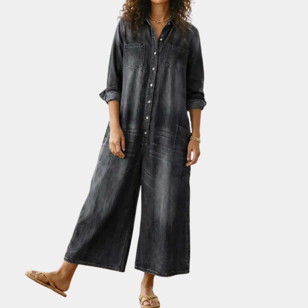 Diana™ | Vintage Denim Buttoned Jumpsuit