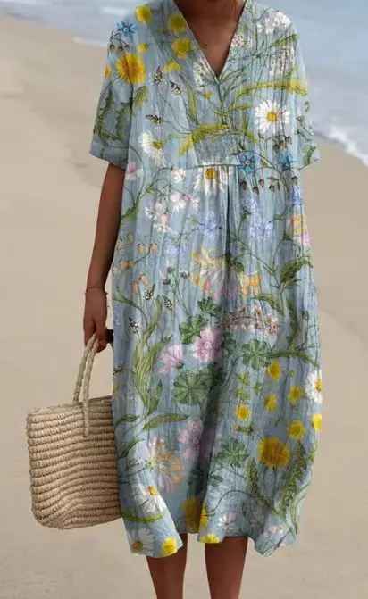Margot™ | Flowing Floral Midi Dress for Effortless Style