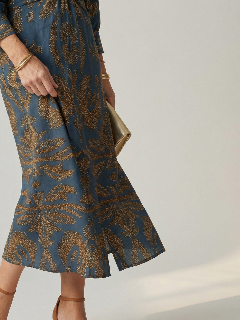 Romilly™ | Chic Long Sleeve Wrap Midi Dress in Rich Hues