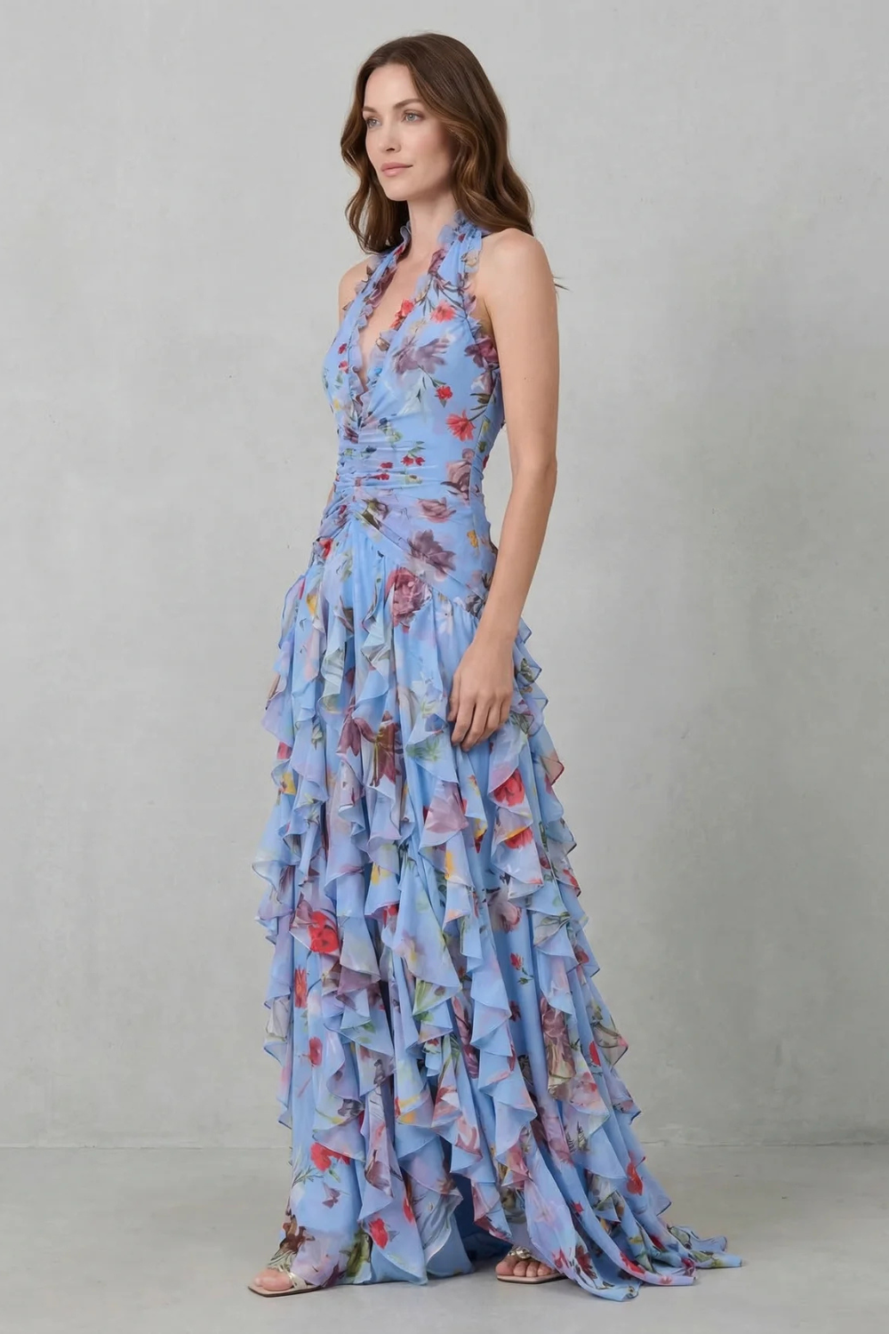 Bella - Flowing Halter Maxi Dress
