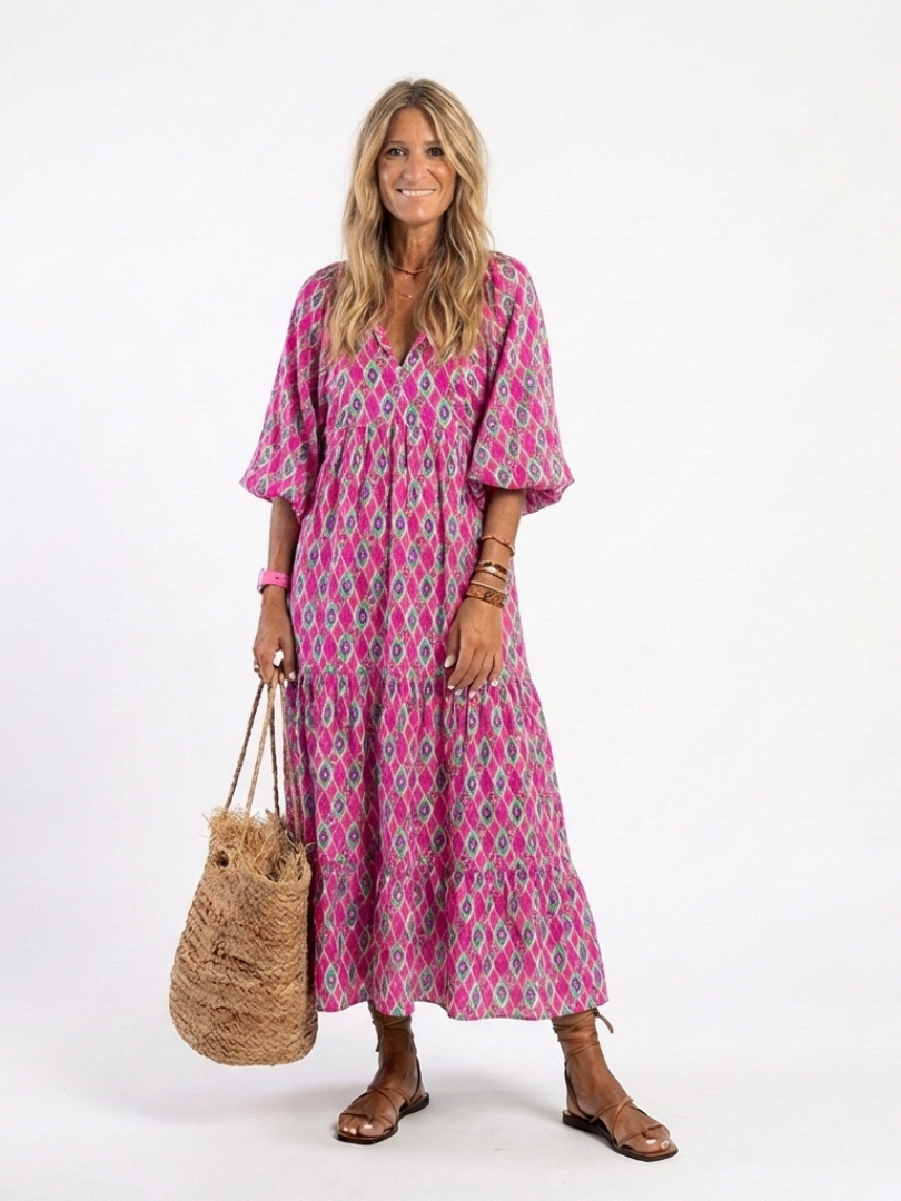 Apolline™ | Chic Printed Midi Dress for Effortless Elegance