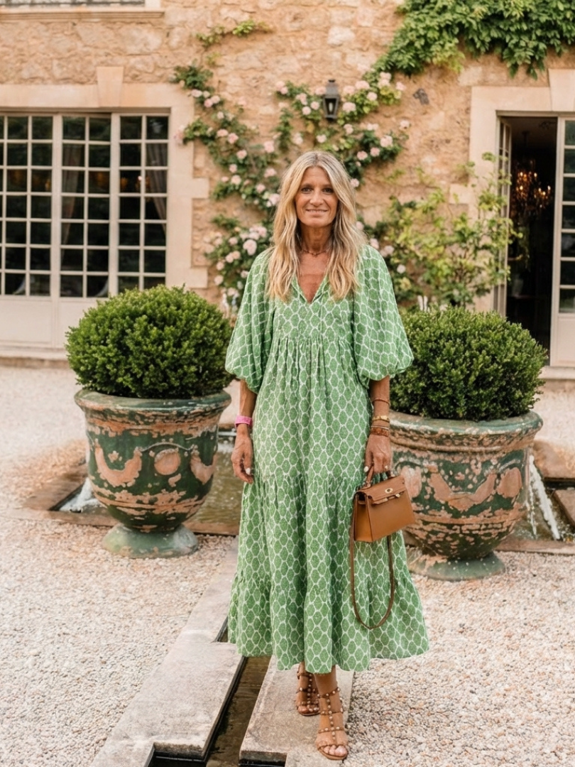 Apolline™ | Chic Printed Midi Dress for Effortless Elegance