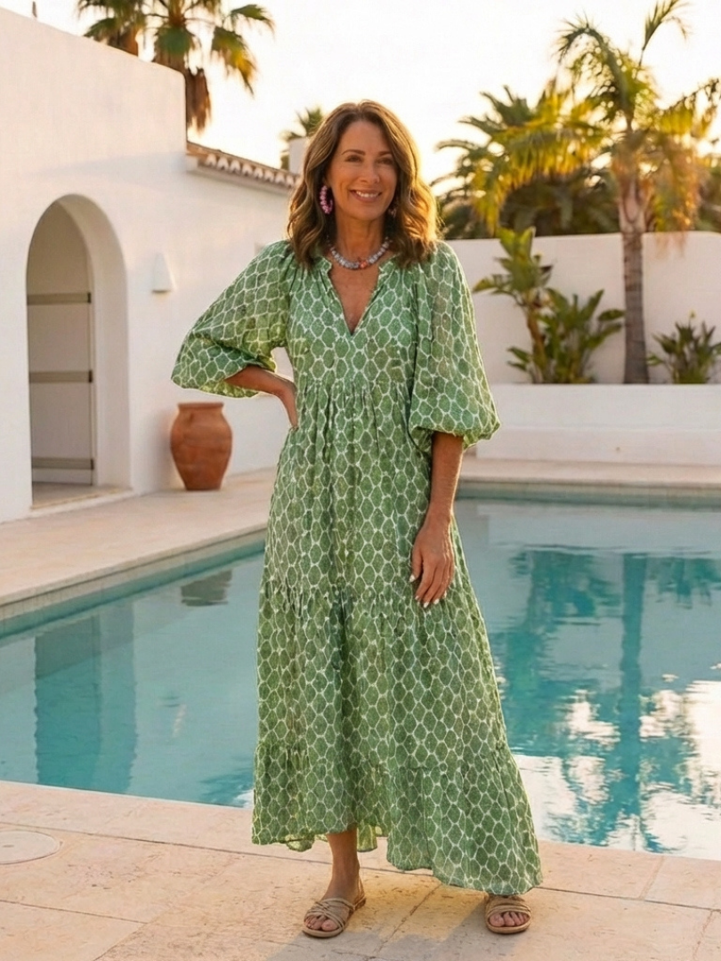 Apolline™ | Chic Printed Midi Dress for Effortless Elegance