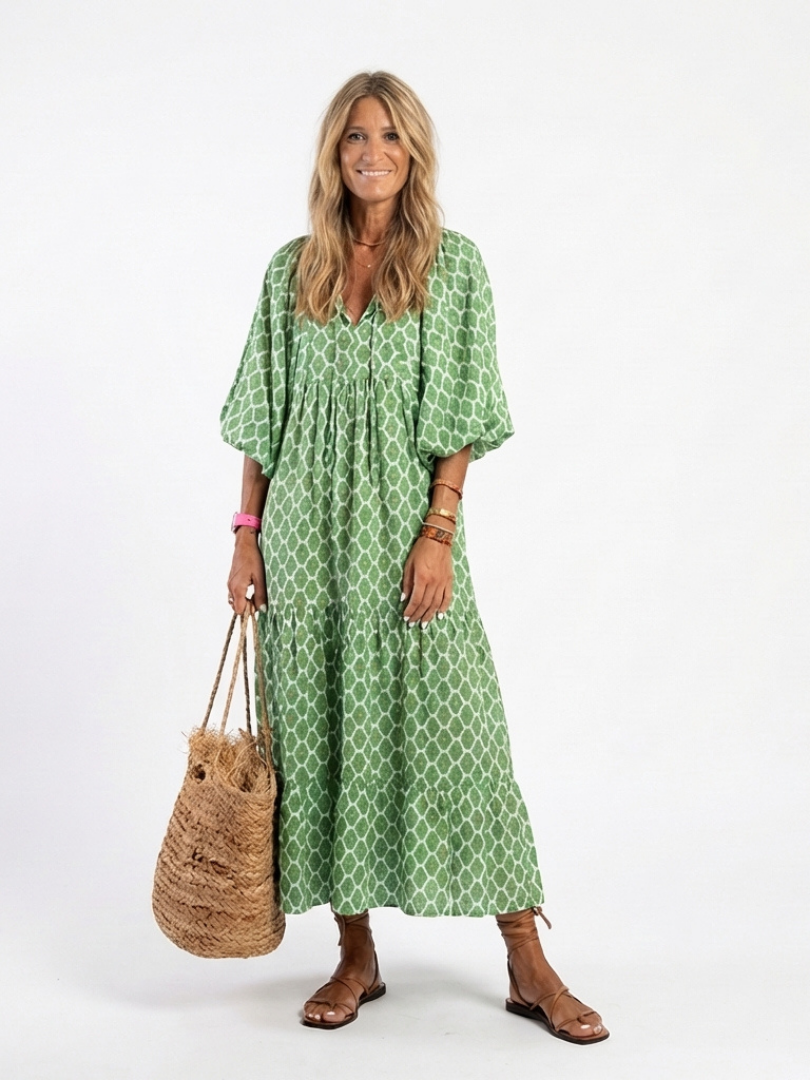 Apolline™ | Chic Printed Midi Dress for Effortless Elegance