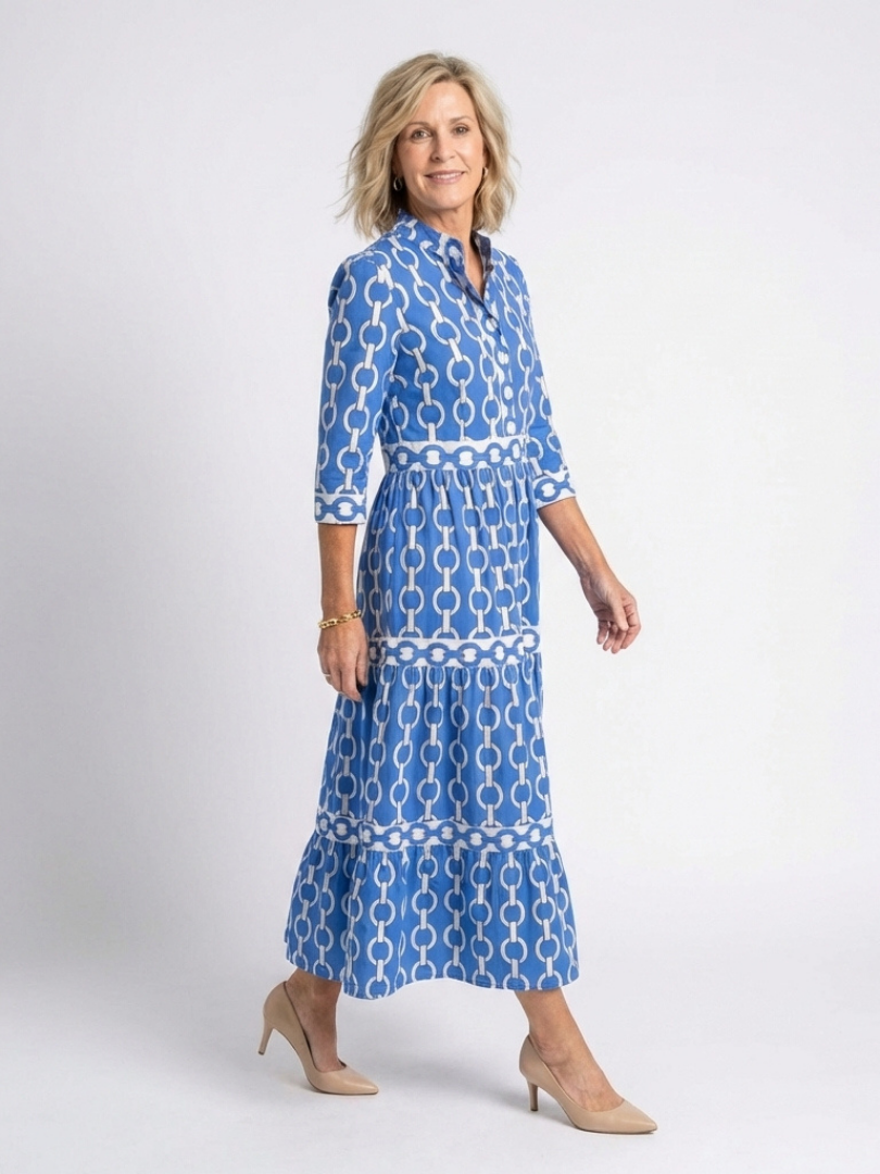 Lila™ | Chic Midi Dress in Chain Print