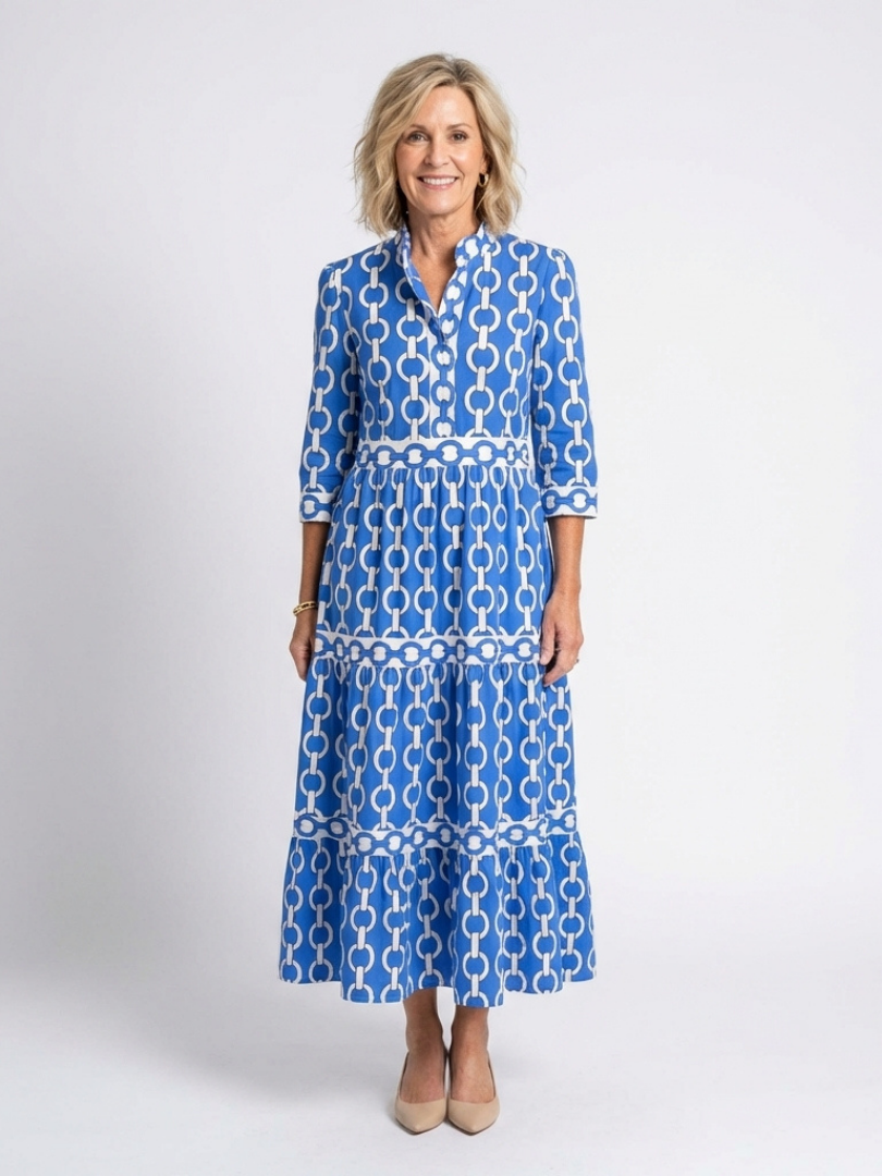 Lila™ | Chic Midi Dress in Chain Print