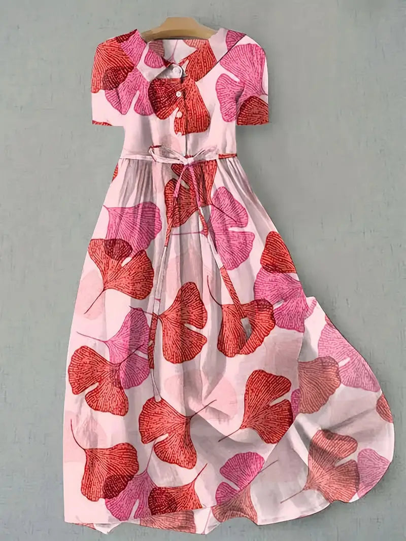 Camille | Floral Midi Dress with Short Sleeves