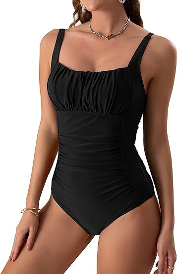 Leona™ | Chic Black Monokini with Tummy Control