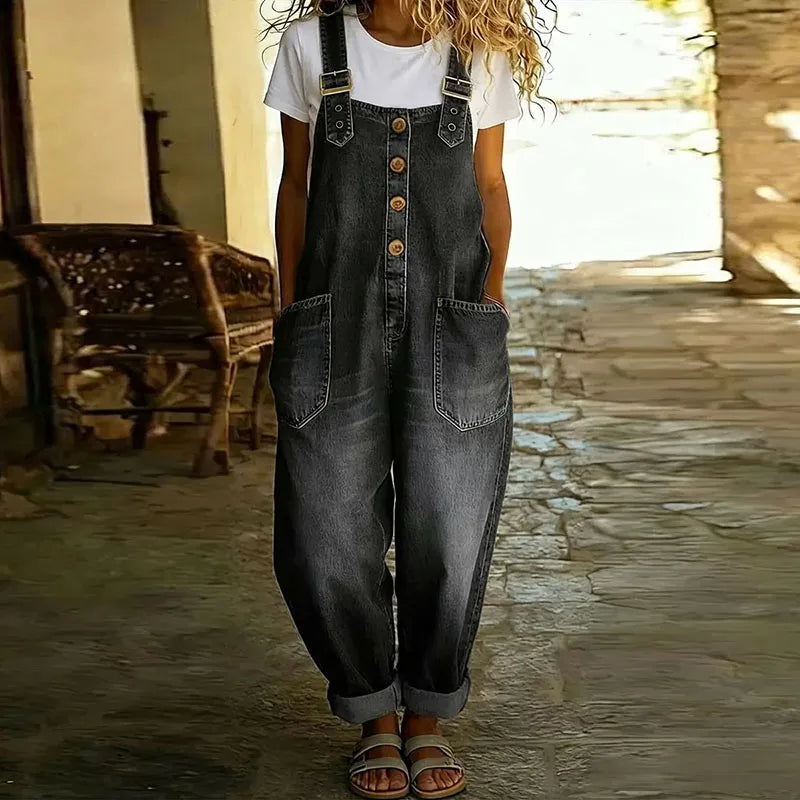 Mae™ | Vintage Cotton Dungarees with Denim Effect