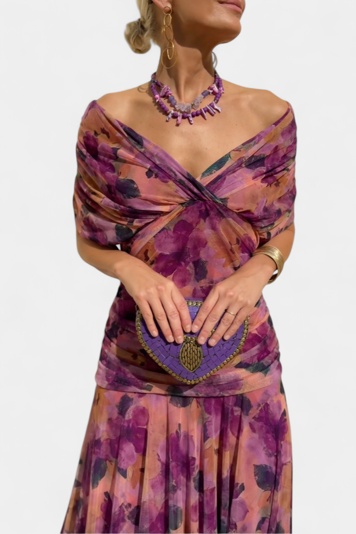 Alondra | Long Floral Dress with V-Neck