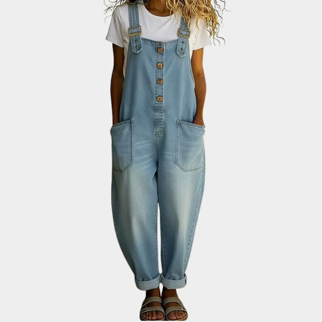 Mae™ | Vintage Cotton Dungarees with Denim Effect