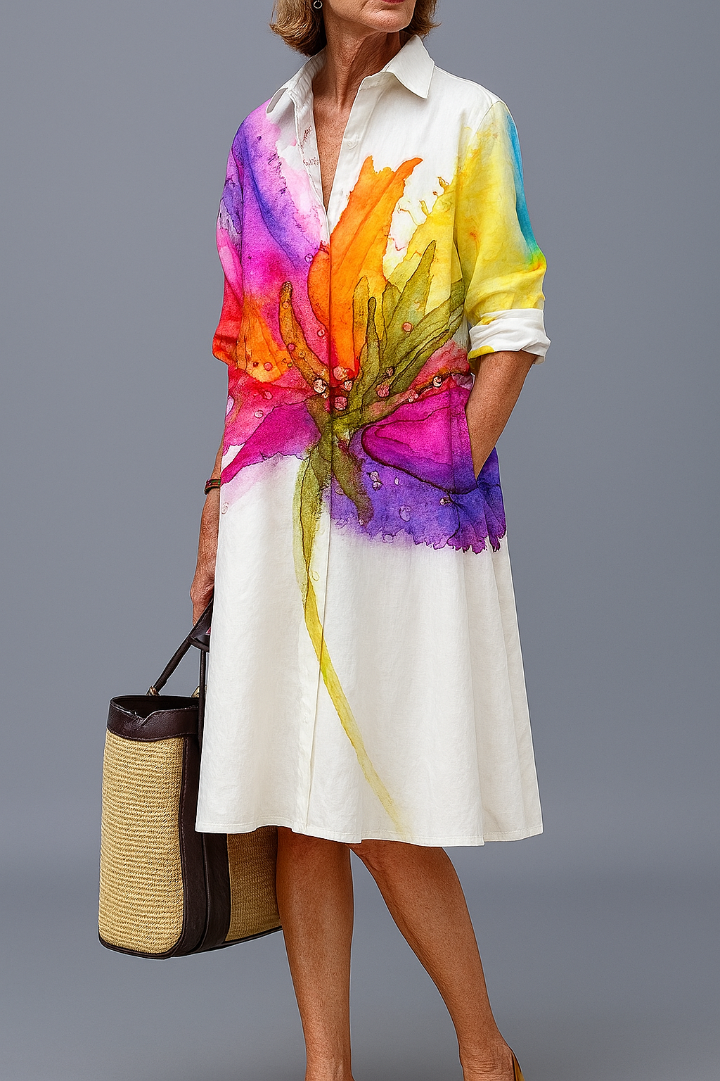 Bridget - Timeless Silk Midi Dress for Grace