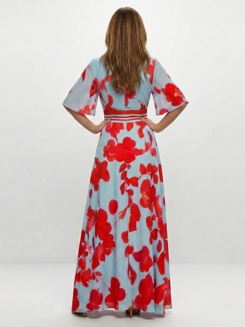 Corinne™ | Floral V-Neck Dress for Effortless Elegance