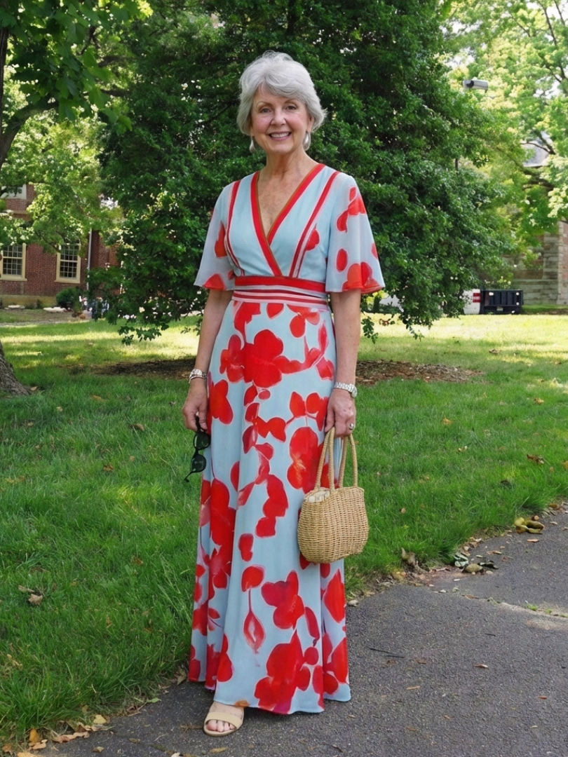 Corinne™ | Floral V-Neck Dress for Effortless Elegance