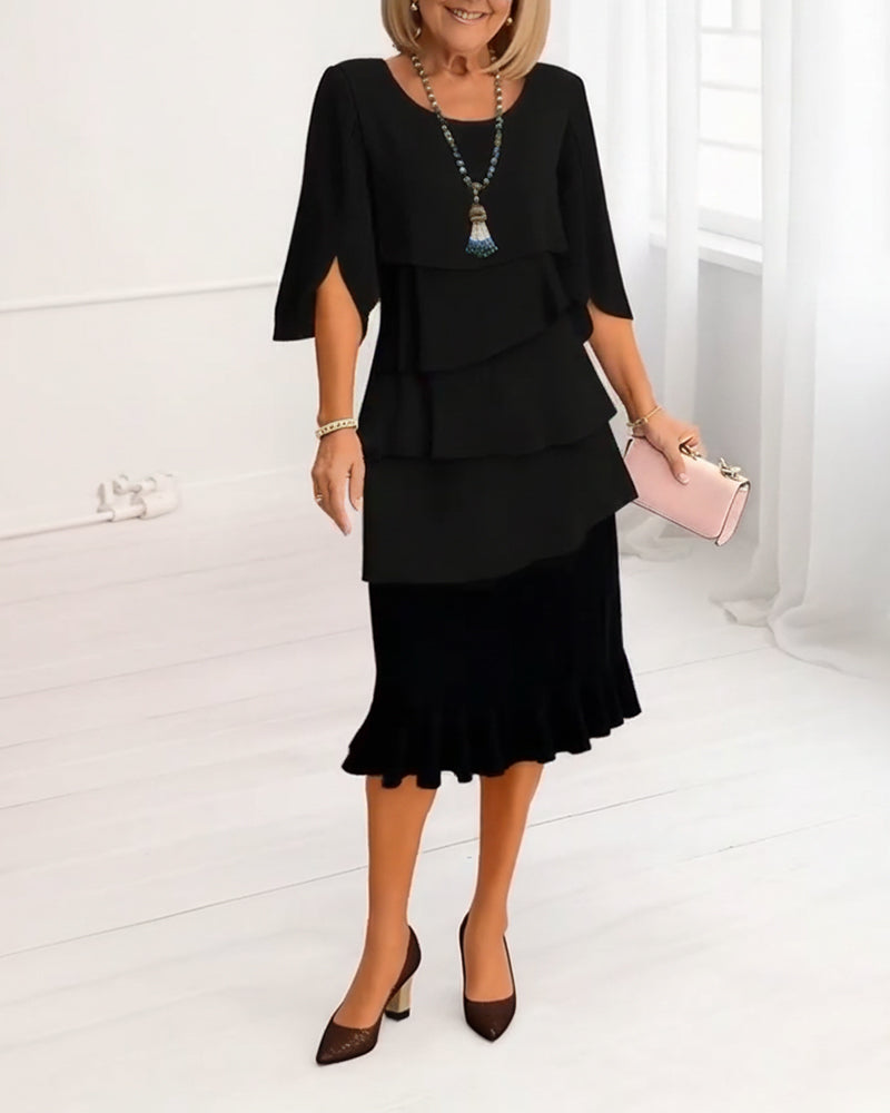 Sophie™ | Graceful Ruffled Midi Dress for Effortless Elegance