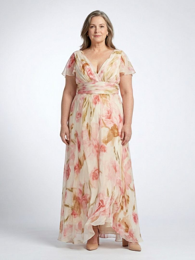 Elena™ | Floral V-Neck Dress for Effortless Elegance