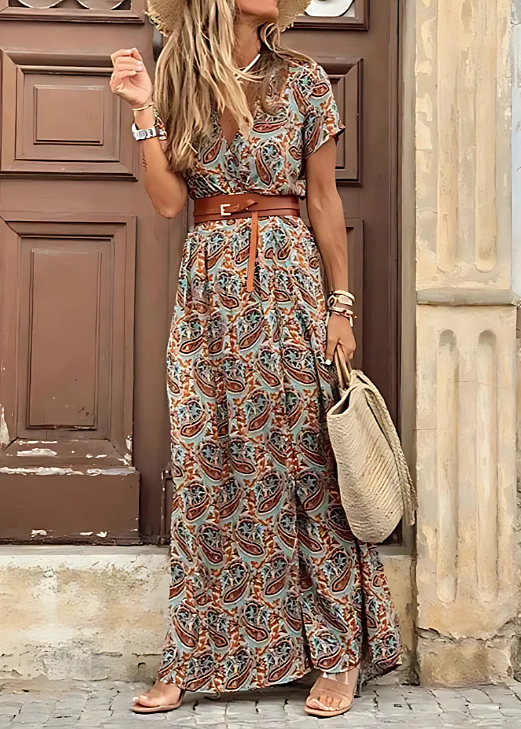 Justine™ | Flowing Bohemian Dress with Belt