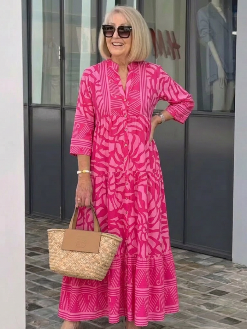Marielle™ | Chic Button-Front Midi Dress for Effortless Elegance