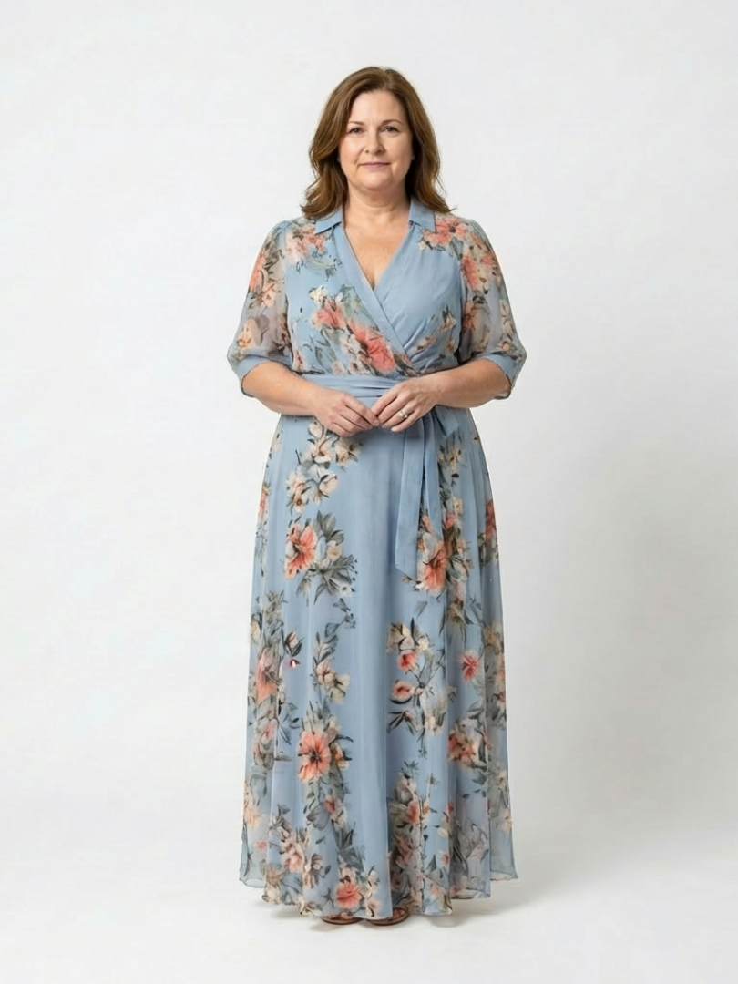 Elowen™ | Elegant Floral Wrap Maxi Dress