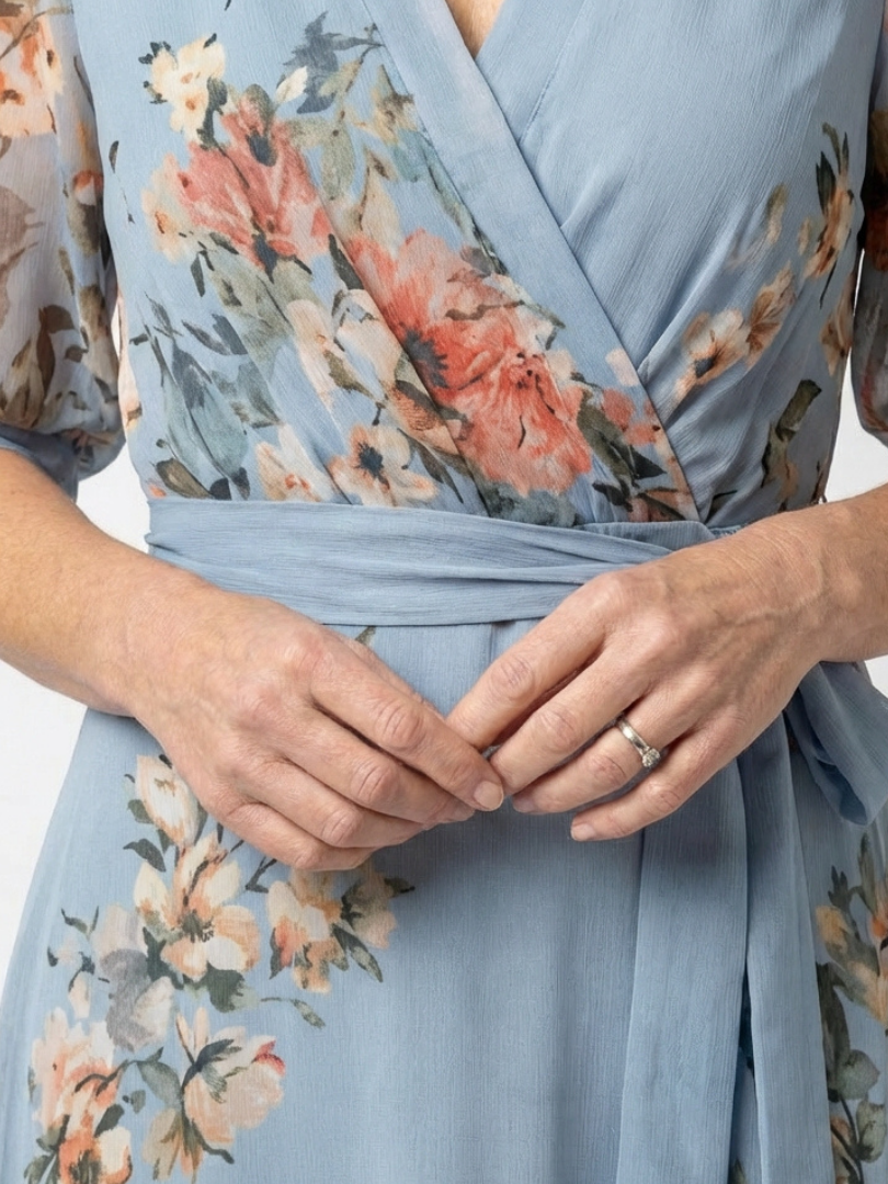 Elowen™ | Elegant Floral Wrap Maxi Dress