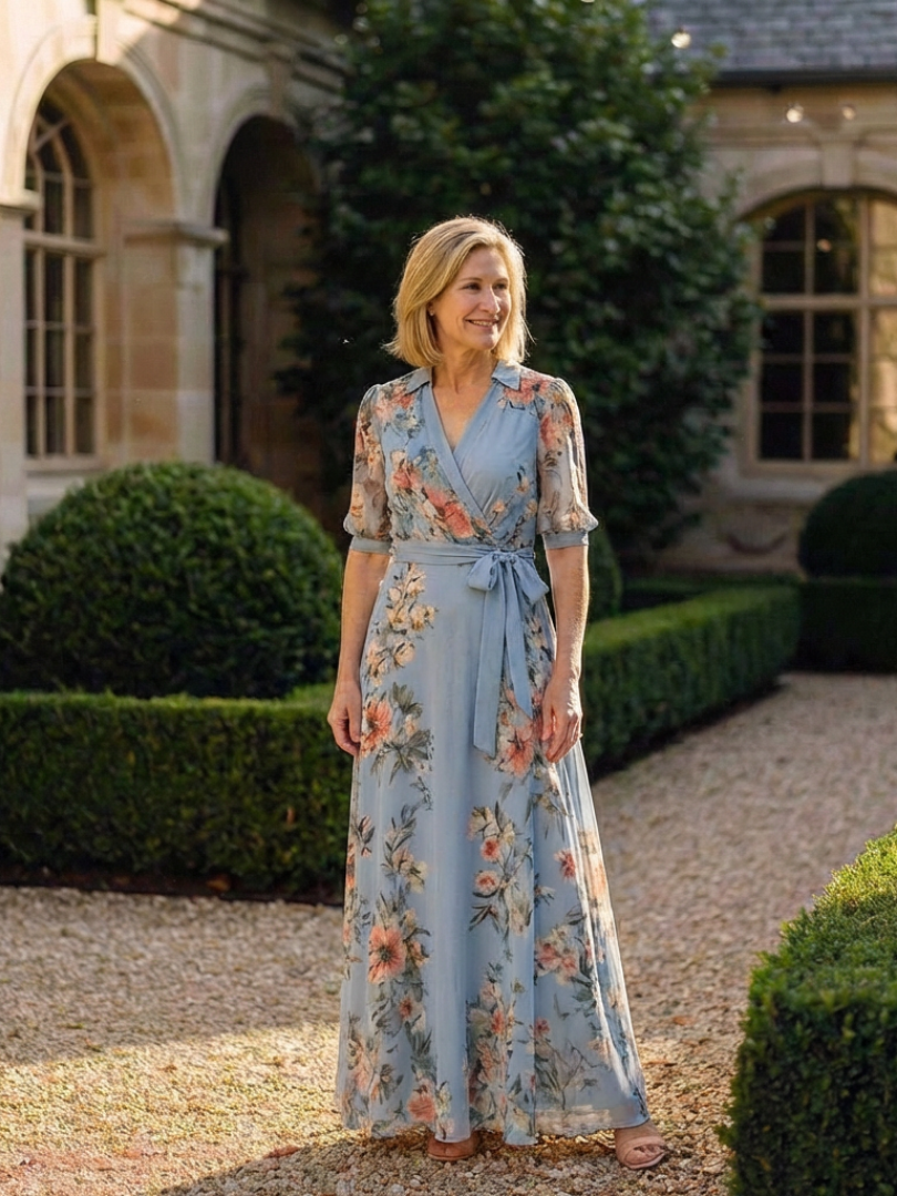 Elowen™ | Elegant Floral Wrap Maxi Dress