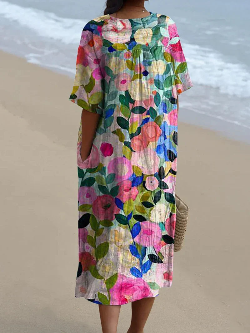 Margot™ | Flowing Floral Midi Dress for Effortless Style