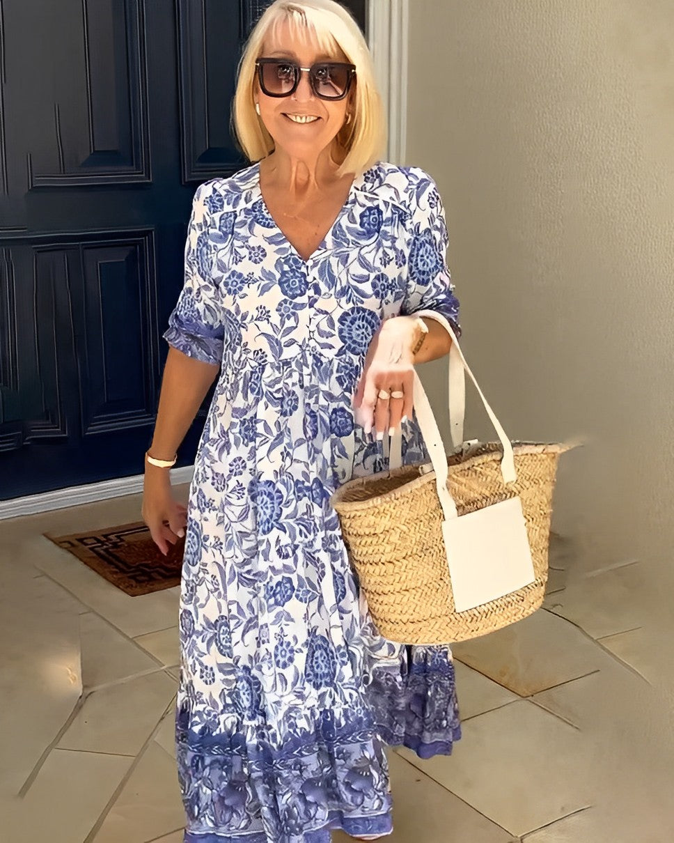 Grace - Graceful V-Neck Floral Dress