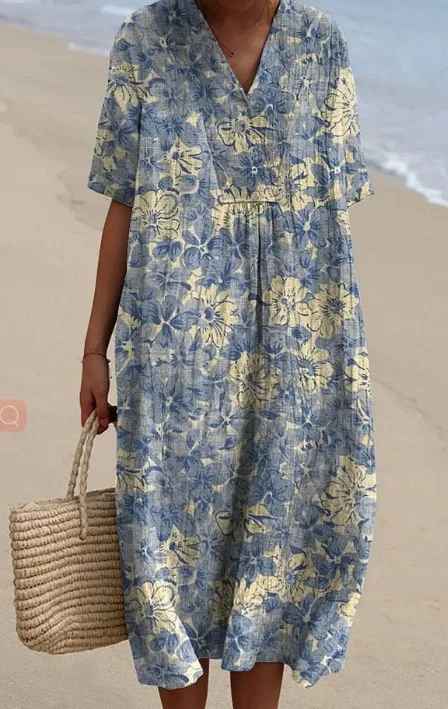 Margot™ | Flowing Floral Midi Dress for Effortless Style