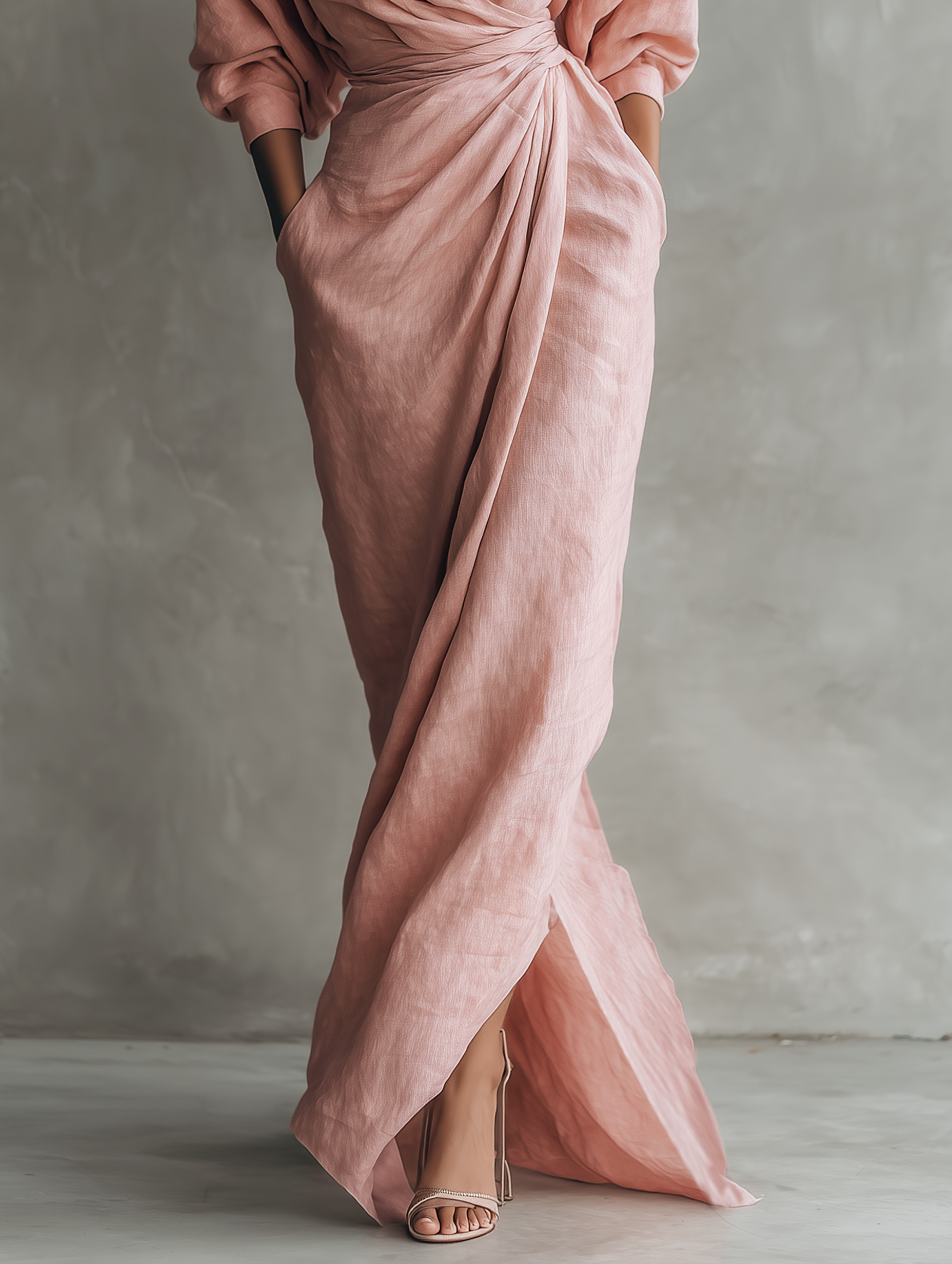 Lila™ | Chic Pink Linen Maxi Dress