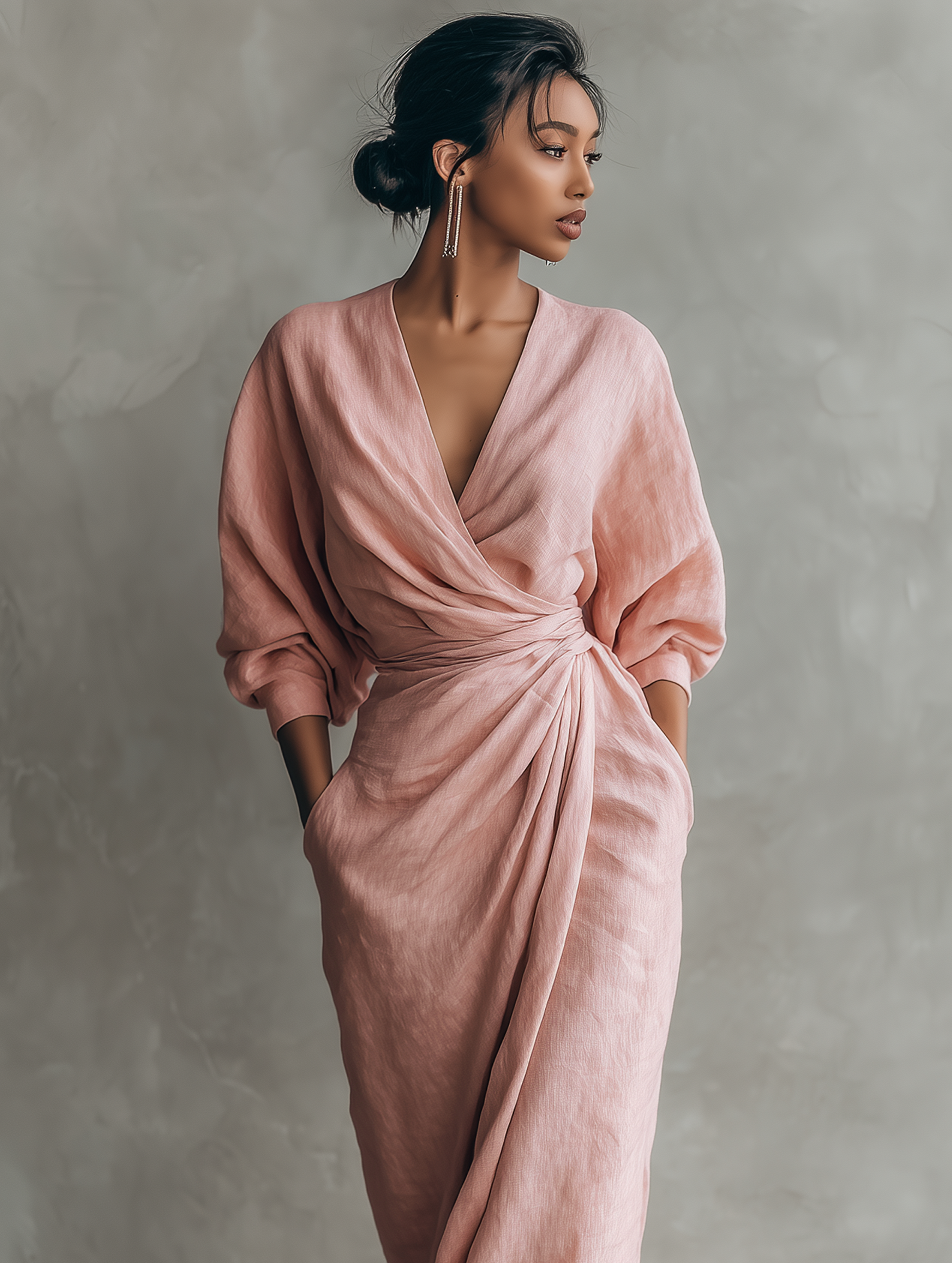 Lila™ | Chic Pink Linen Maxi Dress