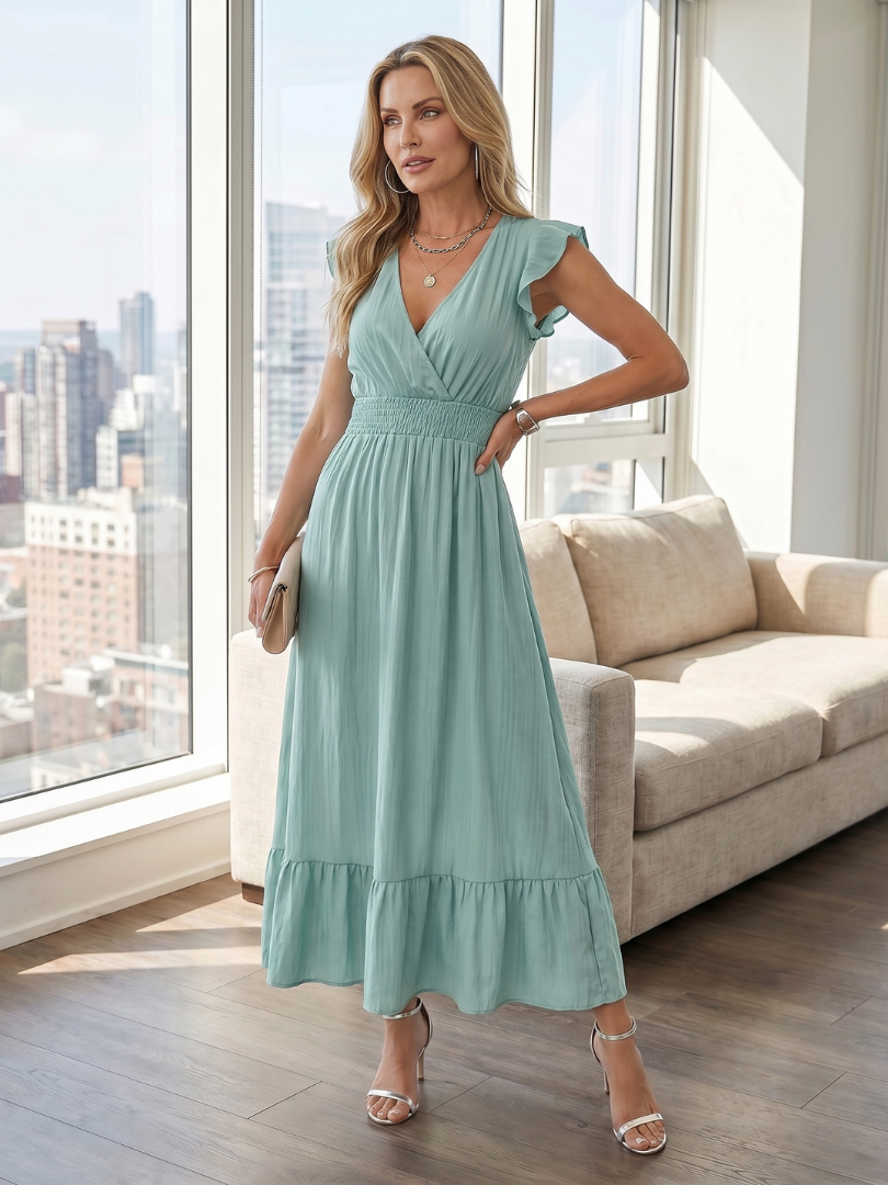 Lila™ | Charming Ruffle Sleeve Midi Dress