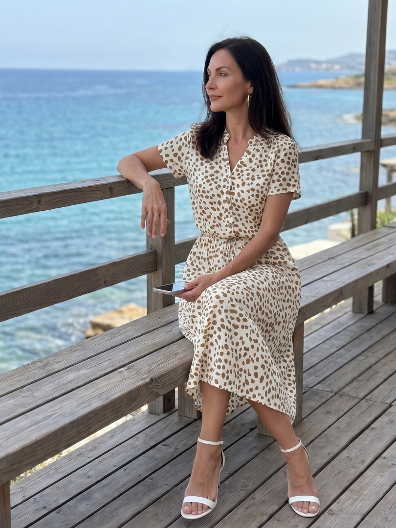 Lila™ | Chic Printed Midi Dress for Effortless Elegance