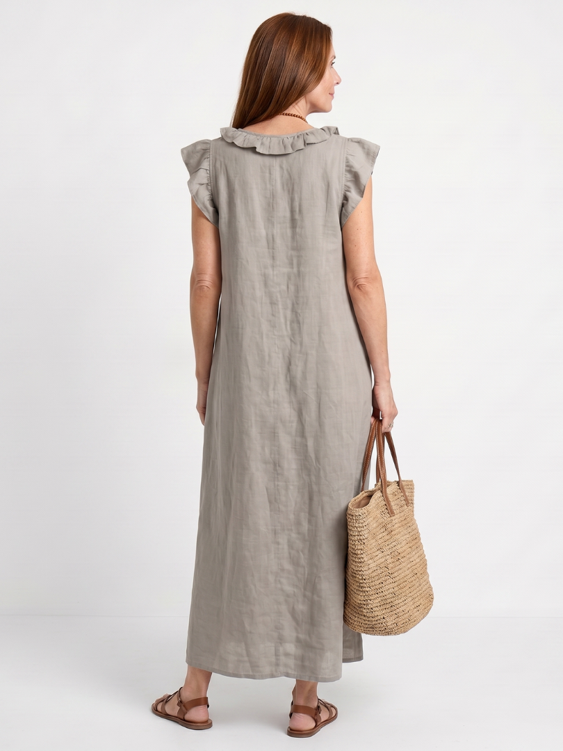 Anneliese™ | Chic Ruffle Trim Midi Dress