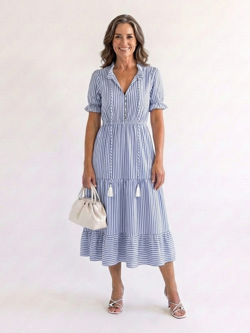 Lila™ | Chic Striped Midi Dress for Effortless Elegance