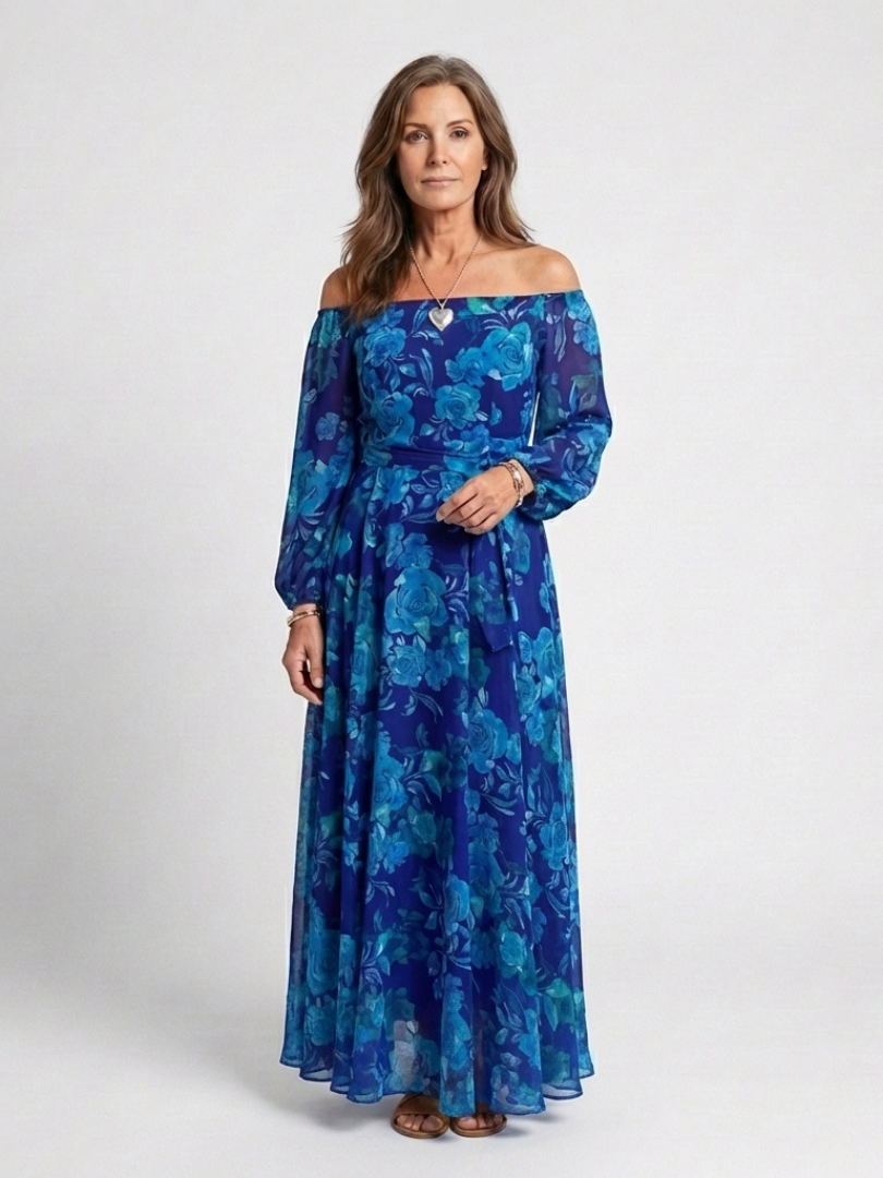 Isabella™ | Romantic Floral Off-Shoulder Maxi Dress