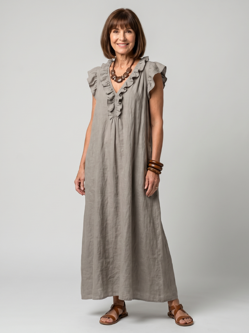 Lila™ | Chic Ruffle Midi Dress for Effortless Elegance