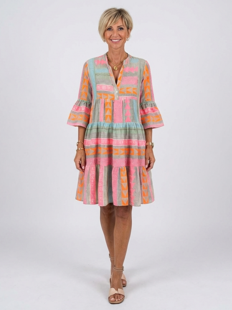 Maelle™ | Chic Geometric V-Neck Dress