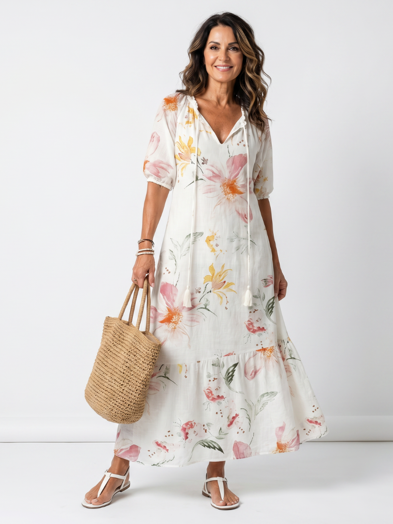 Clara™ | Delicate Floral Midi Dress for Effortless Elegance