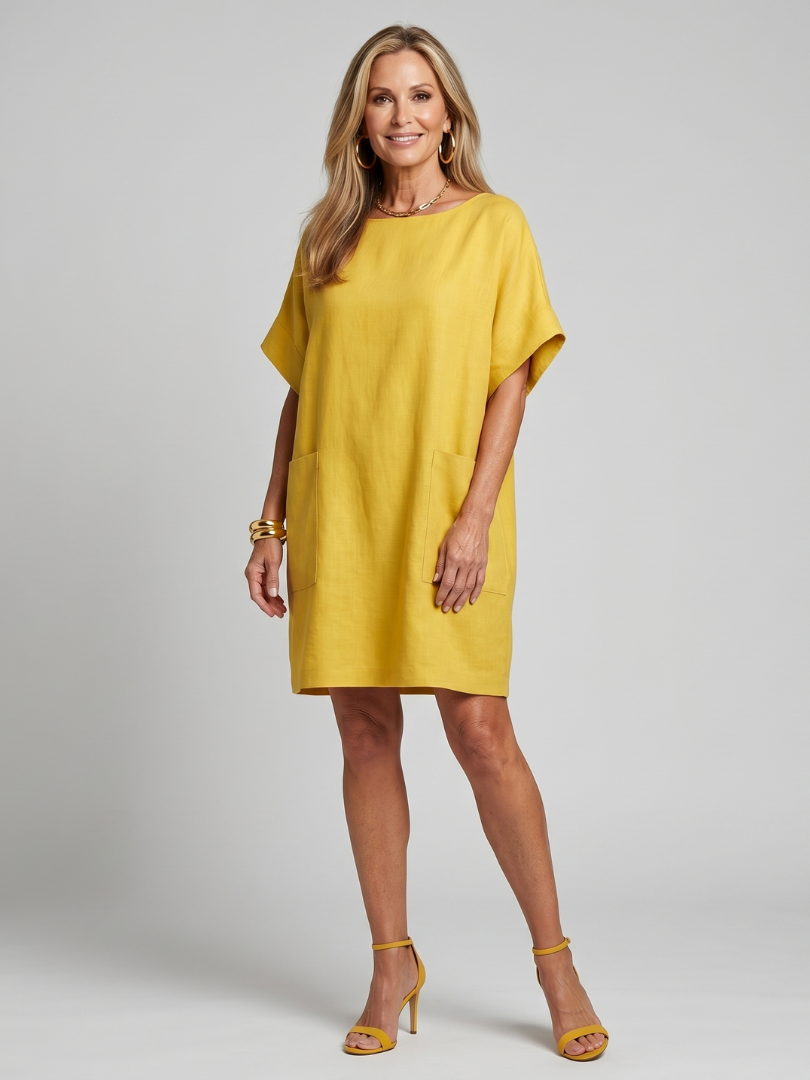 Margot™ | Chic Knee-Length Dress in Cotton Elegance