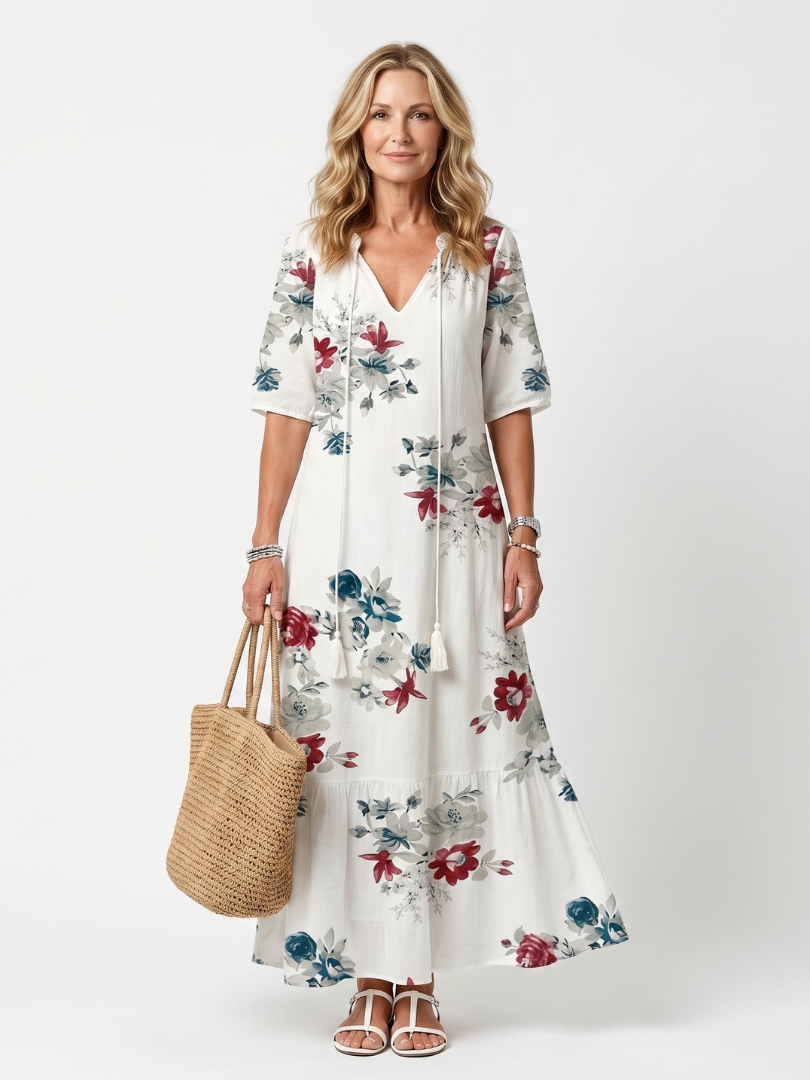 Maeva™ | Chic Floral Midi Dress for Effortless Elegance