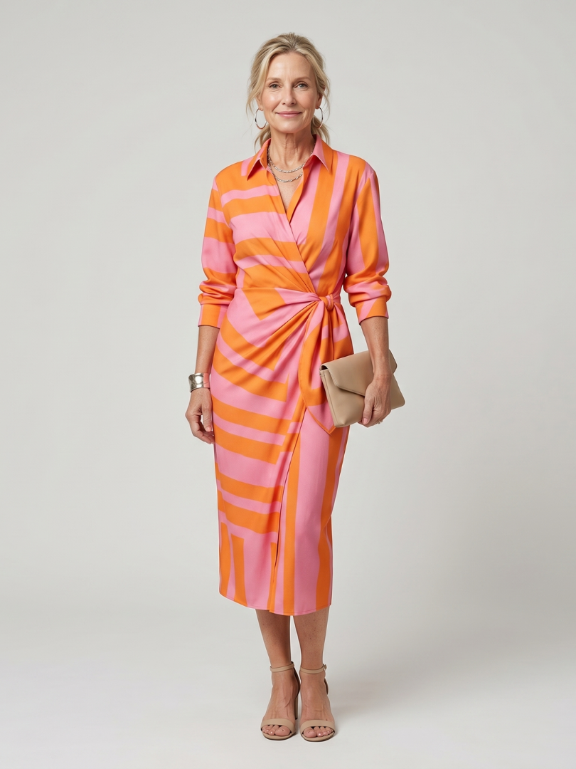 Imogen™ | Chic Stripe Midi Dress for Effortless Elegance