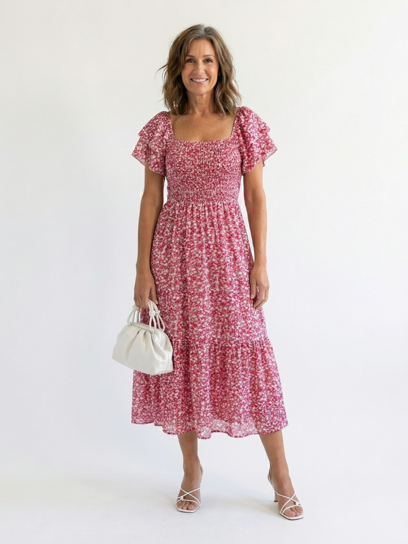 Odette™ | Chic Off-Shoulder Floral Midi Dress