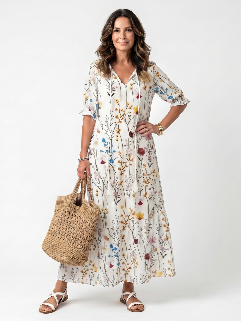 Sylvie™ | Graceful Botanical Midi Dress