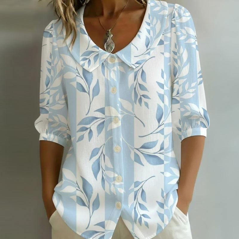 Lila™ | Chic Leaf Print Blouse for Everyday Elegance