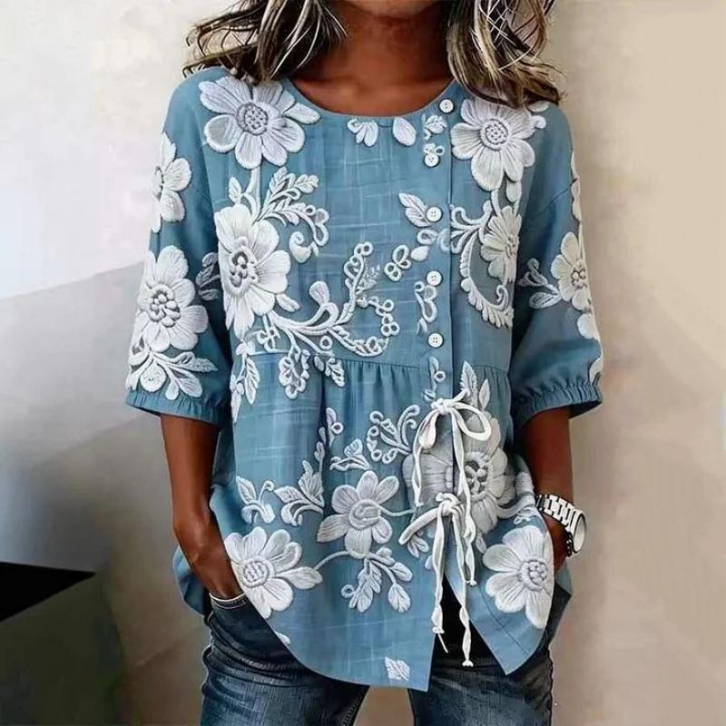 Lila™ | Graceful Floral Chiffon Blouse