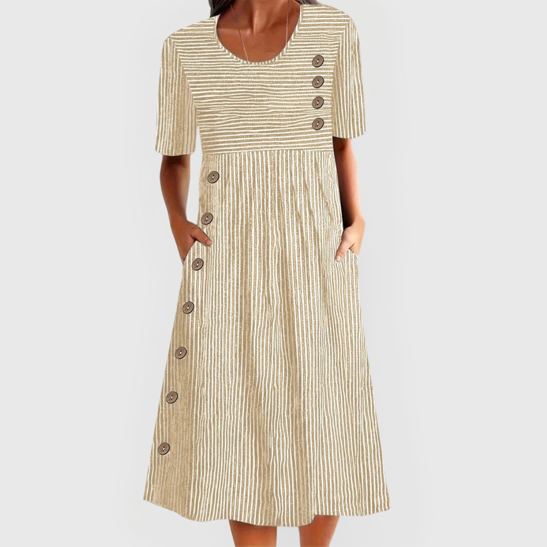 Lila| Chic Striped Midi Dress