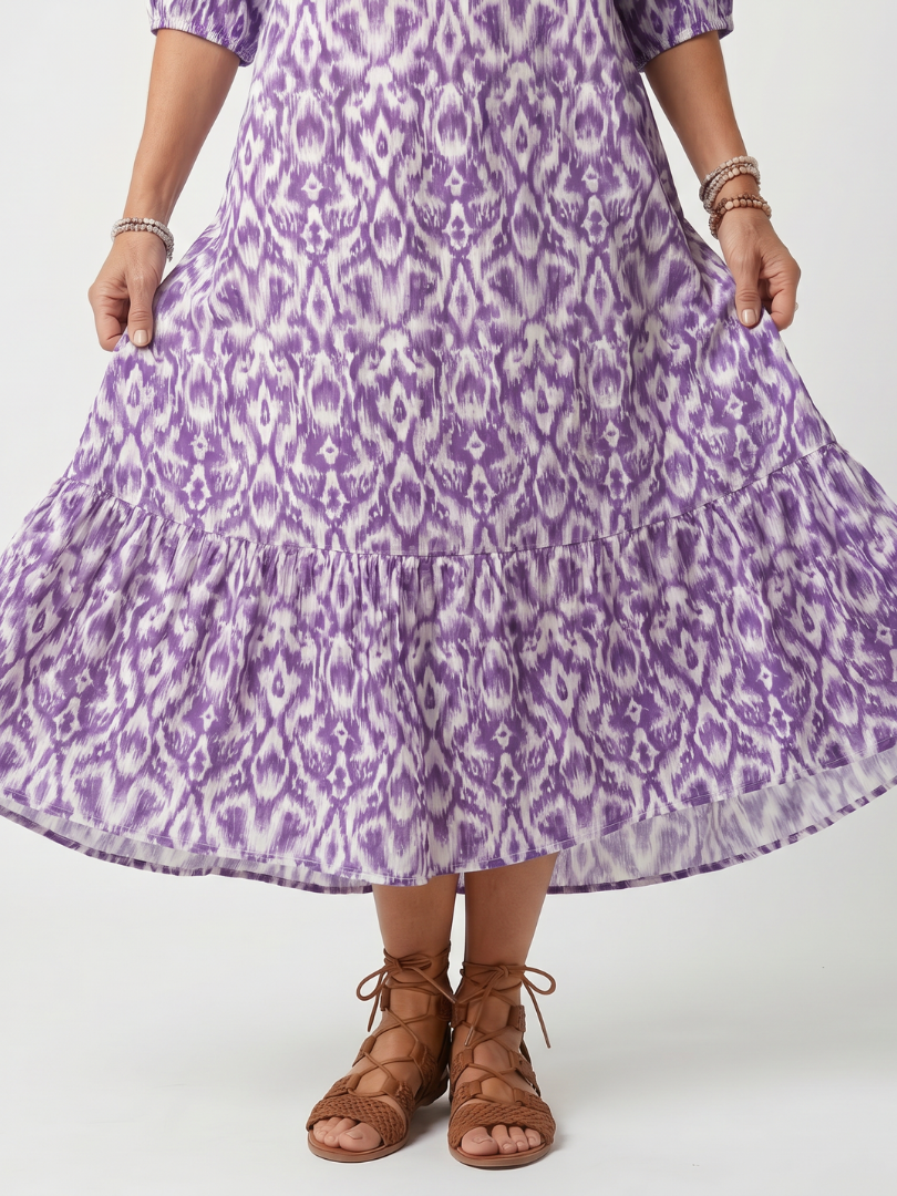 Penelope™ | Chic Printed Midi Dress with Tassels