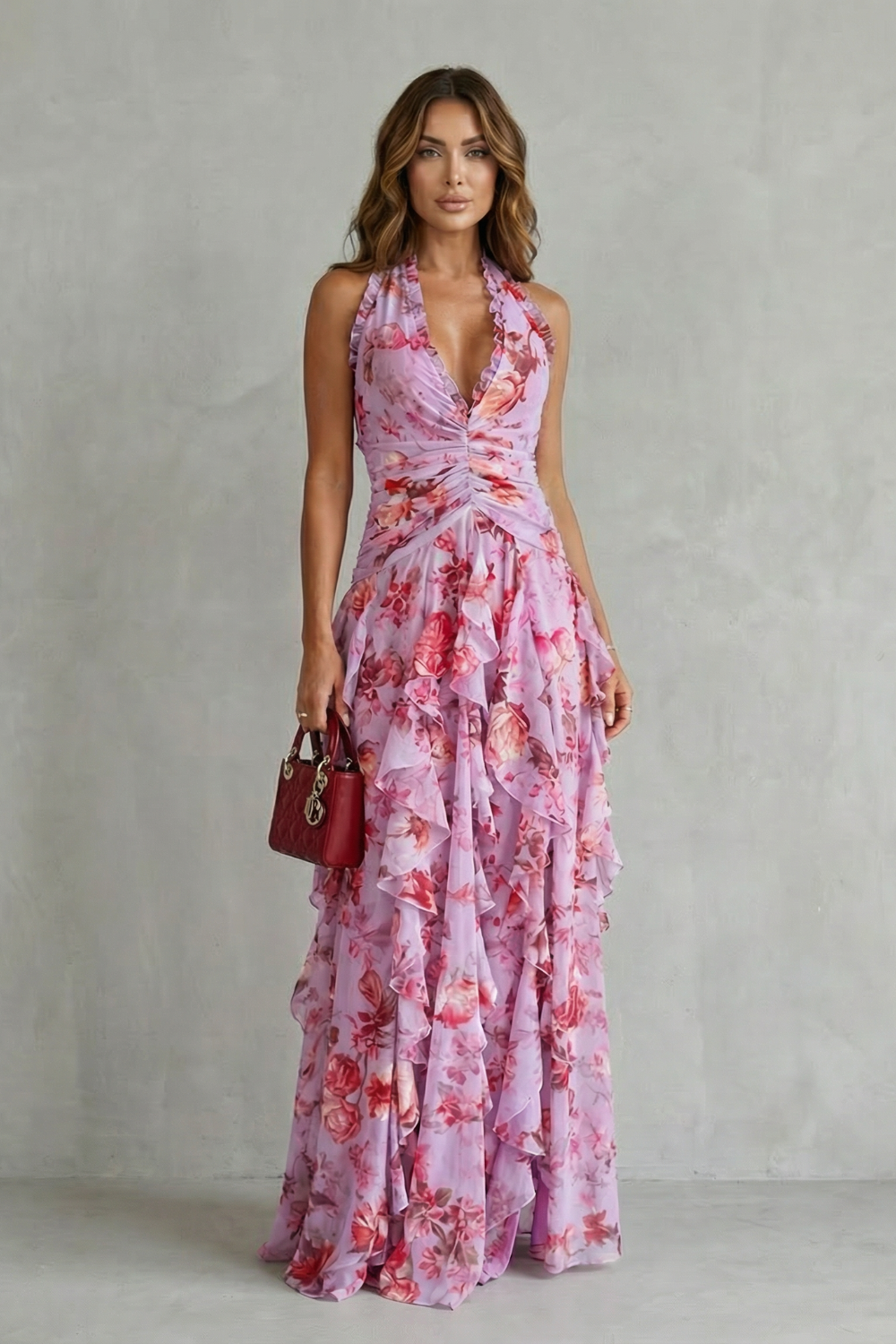 Bella - Flowing Halter Maxi Dress